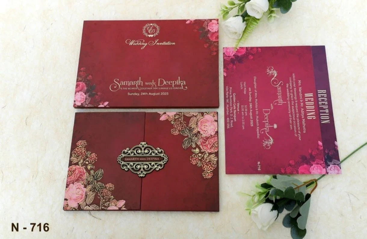 Gulshan Card Collection Designer Wedding Invitation Card (Pack of 50)