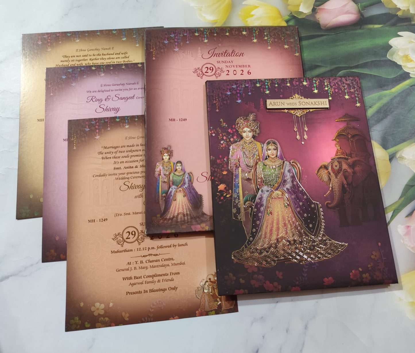 Gulshan Card Collection Designer Wedding Invitation Card (Pack of 50)