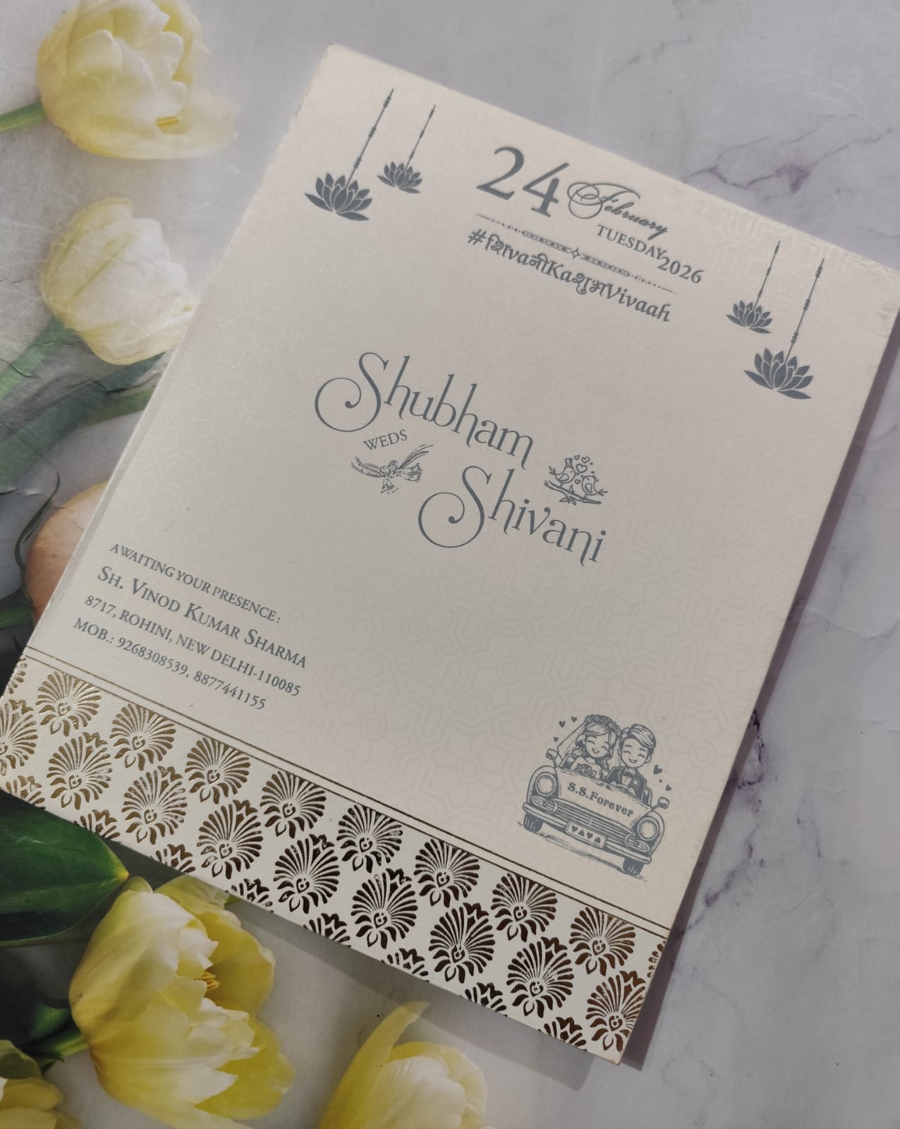 Gulshan Card Collection Designer Wedding Invitation Card (Pack of 50) AND
