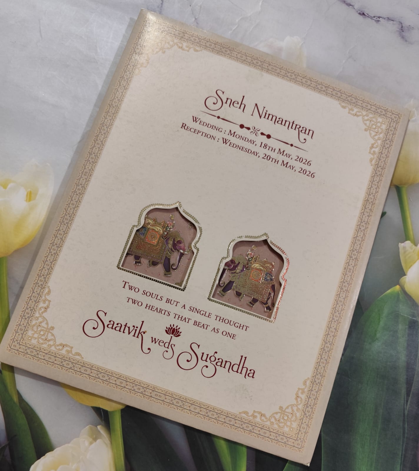 Gulshan Card Collection Designer Wedding Invitation Card for Hindu & Muslim Card (Pack of 50) RD