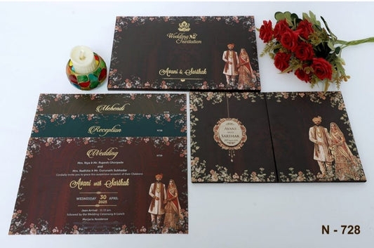 Gulshan Card Collection Designer Wedding Invitation Card (Pack of 50)