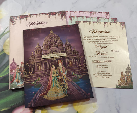 Gulshan Card Collection Designer Wedding Invitation Card (Pack of 50)