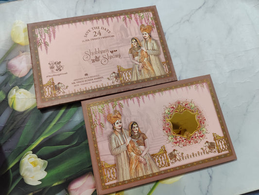 Gulshan Card Collection Designer Wedding Invitation Card for Hindu Bride & Groom theme (Pack of 50) RD (Under 100)