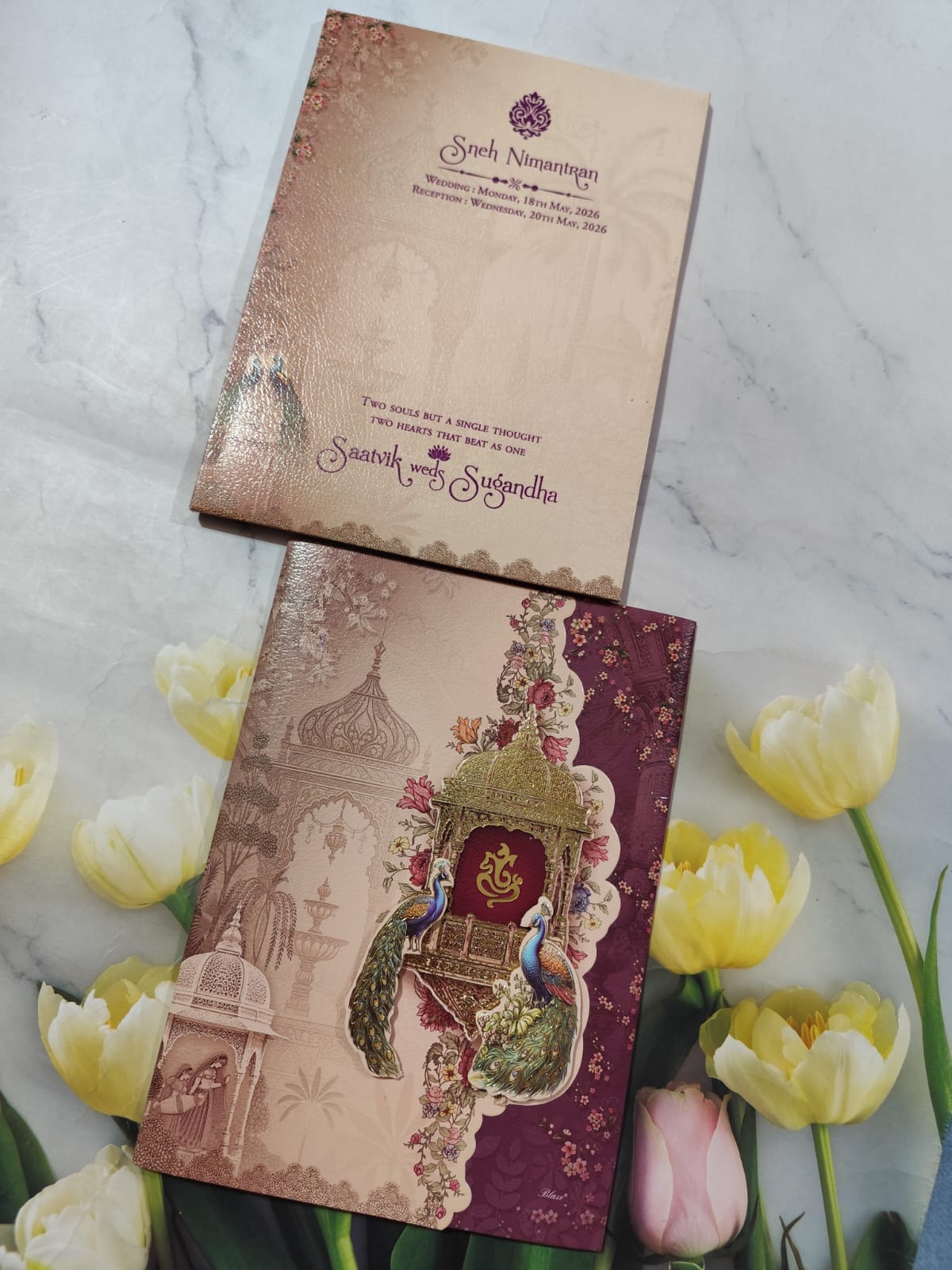 Gulshan Card Collection Designer Wedding Invitation Card Peacock Design (Pack of 50) RD