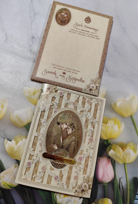 Gulshan Card Collection Designer Wedding Invitation Card Bride & Groom  Design (Pack of 50) RD (Copy)