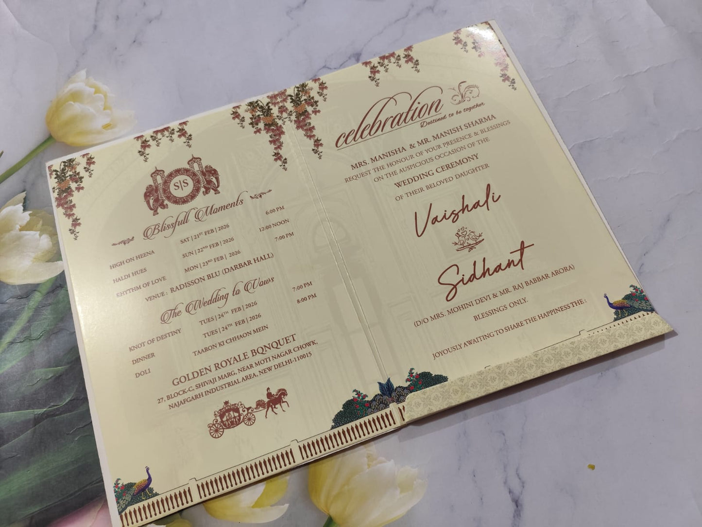 Gulshan Card Collection Designer Wedding Invitation Card (Pack of 50) AND