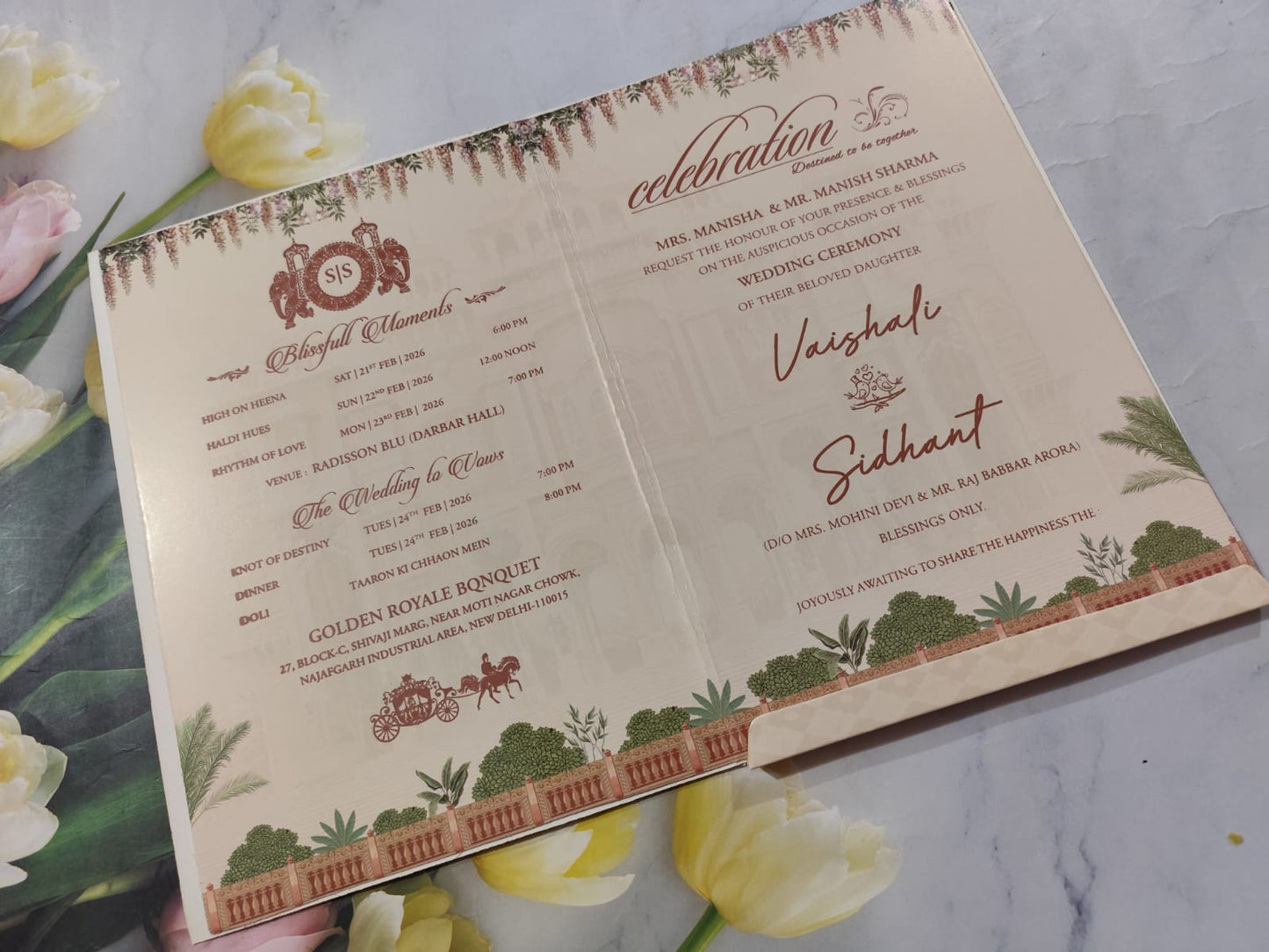 Gulshan Card Collection Designer Wedding Invitation Card (Pack of 50) AND