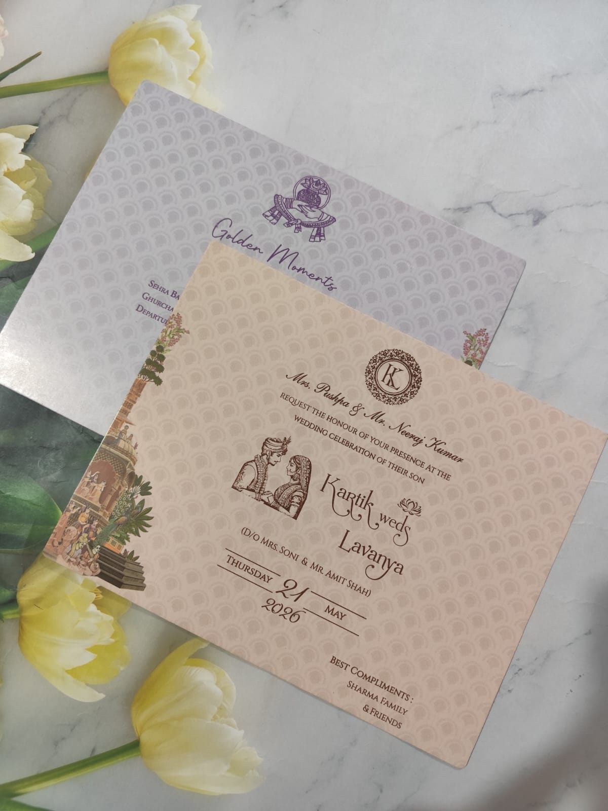 Gulshan Card Collection Designer Wedding Invitation Card (Pack of 50) AND