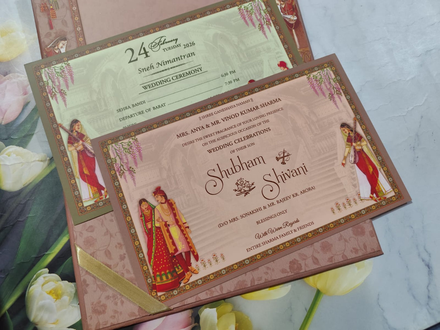 Gulshan Card Collection Designer Wedding Invitation Card for Hindu Bride & Groom theme (Pack of 50) RD (Under 100)