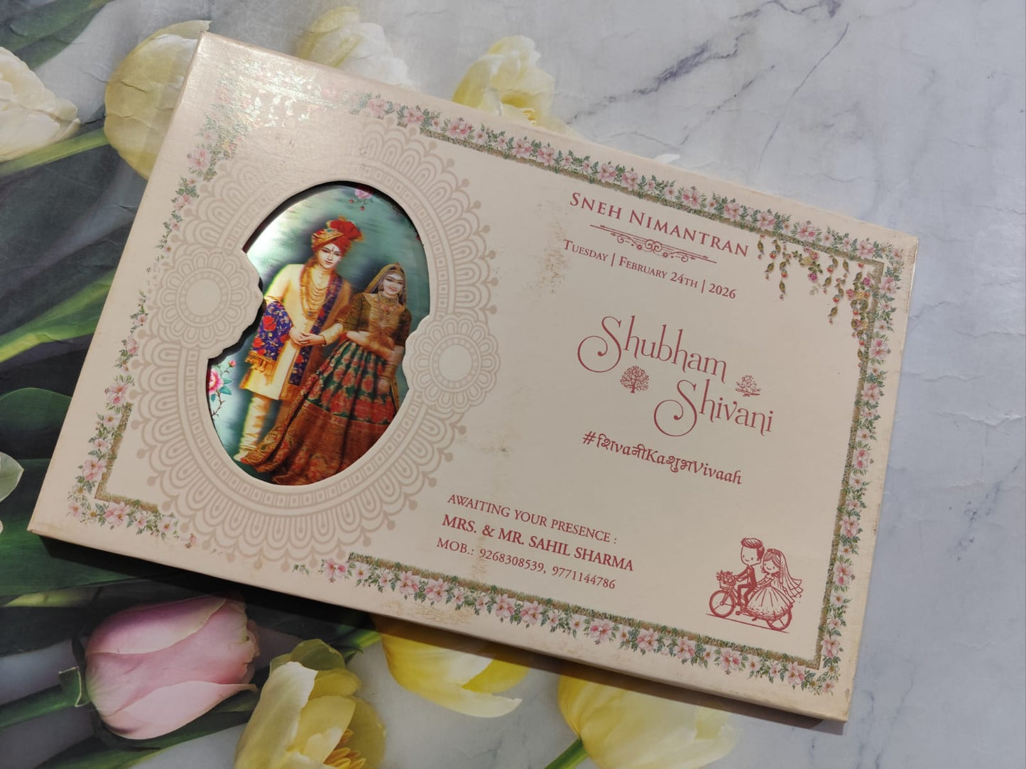 Gulshan Card Collection Designer Wedding Invitation Card for Hindu Bride & Groom theme (Pack of 50) RD (Under 100)