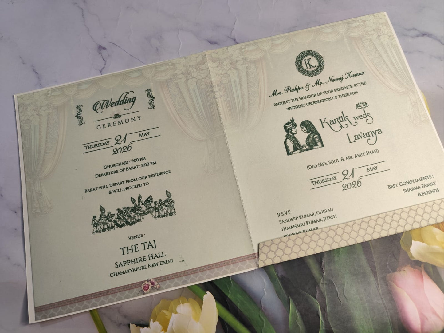 Gulshan Card Collection Designer Wedding Invitation Card (Pack of 50) RD